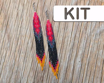 Joyería artesanal: Kit de pendientes con flecos y puntada de ladrillo Blazing Apex Daily (Kit de bisutería para principiantes)