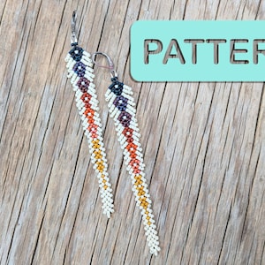 Reverse Summer Quiver Beaded Feather Fringe Seed Bead Earring Pattern PDF