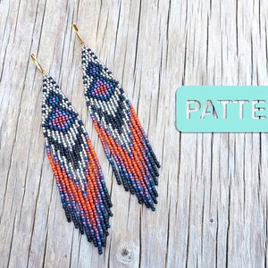 Seed Bead Earring Pattern, Shimmer Sunset Drama Seed Bead Earring Pattern PDF