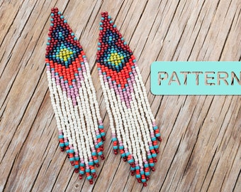 Retro Drama Sweet Airt Brick Stitch Beaded Fringe Earring (DIY Seed Bead Pattern PDF)