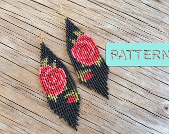 Seed Bead Earring Pattern, Dolly Rose ‘Eh Seed Bead Earring Pattern PDF, Adult DIY