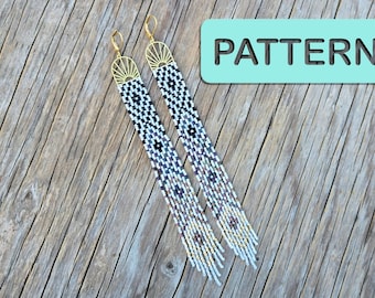 Graphic Magpie Tapestry Beaded Earring Pattern (DIY Square Stitch Beading Pattern PDF)