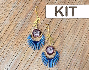 Handgemachter Schmuck: Zuckerdistel Perlenblumen Fransen Ohrringe (Intermediate Seed Bead Kit)