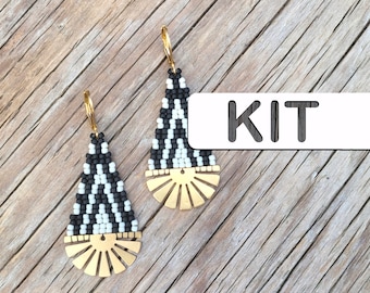 Erwachsenen Handwerk DIY: Sun Rays Ziegelstein-Stich Perlen Ohrring (Beginner Beading Kit)