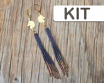 Kit de miçangas para adultos: Brinco de miçangas Dark Nights Willow Peyote (Kit para iniciantes em miçangas)