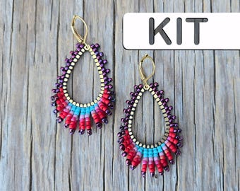 Adult Craft Kit: Happiness Lush Drop Seed Bead Earring (Beginner Beading Kit)