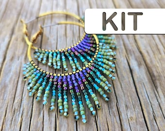 Seed Bead Earring Kit: Nikki Beaded Fringe Hoop Earring (Beginner Beading Kit)