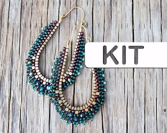Beading Earrings: Margo Filigree Drop Hoop (Intermediate Bead Weaving Kit)