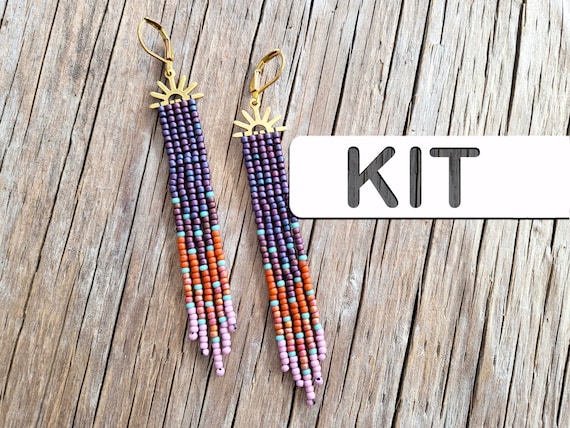 Kit de pendientes con flecos SUNSET MINI GROOVE, kit de pendientes con  cuentas de semillas