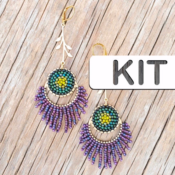 PURPLE THISTLE Beaded Fringe Earring Kit, DIY Seed Bead Earring Kit