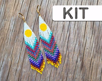 Beaded Earring Kit: Gulf Islands Delica Brick Stitch Earrings (Beginner Beading Kit)