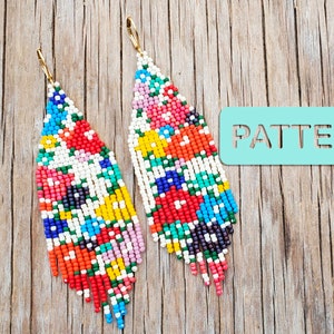 Seed Bead Earring Pattern, Grandma’s Garden Retro Seed Bead Earring Pattern PDF, Adult DIY