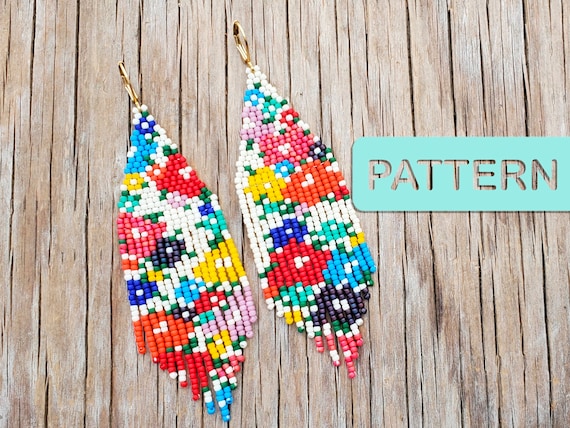 Grandma's Garden Retro Brick Stitch Beaded Fringe Earring (DIY