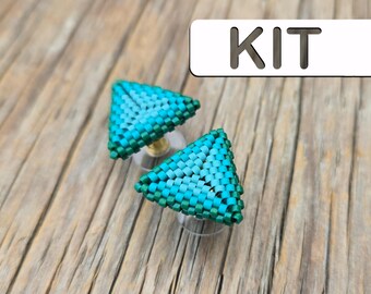 Beaded Earring: Shores Amped Minis 3D Peyote Triangle Earrings (Intermediate Beading Kit)