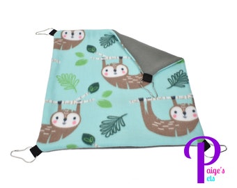 Fleece Hammock, Ferret Hammock, Sugar Glider Hammock, Rat Hammock | Brown Sloth with Grey | Size Large (16x16 inch)