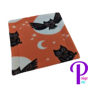 Potty Pad with U-Haul Lining for Guinea Pigs, Ferrets, Hedgehogs, etc. | Spooky Owl with Black | Halloween