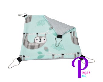 Fleece Hammock, Ferret Hammock, Sugar Glider Hammock, Rat Hammock | Grey Sloth with Grey | Size Small (12x12 inch)