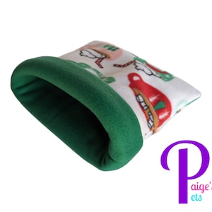 Fleece Snuggle Sack, Cuddle Sack, Cozy Sack, Guinea Pig Snuggle Sack, Hedgehog Snuggle Sack | Hot Cocoa with Green