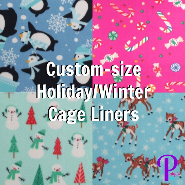 Guinea Pig Cage Liner | Holiday / Winter Custom Cage Liner with U-Haul Lining | C&C Cage Liner | Midwest Cage Liner | Custom Size