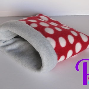 Snuggle Sack, Cuddle Sack, Cozy Sack, Guinea Pig Snuggle Sack, Hedgehog Snuggle Sack | Red Polka Dot with Grey