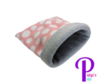 Guinea Pig Snuggle Sack, Hedgehog Snuggle Sack | Pink Polka Dot with Grey