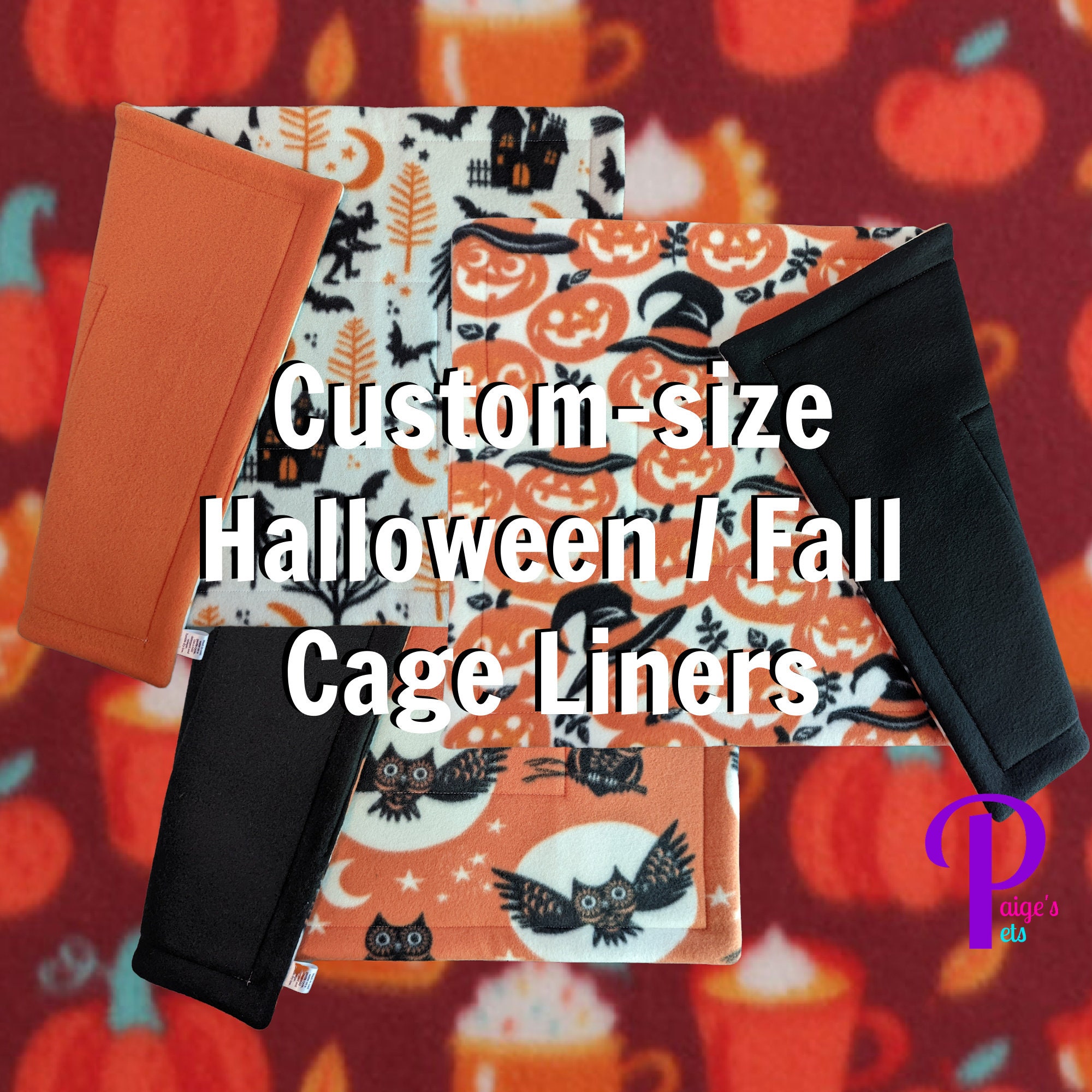 Guinea Pig Cage Liner | Halloween / Fall Custom Cage Liner with U-Haul Lining | C&C Cage Liner | Midwest Cage Liner | Custom Size