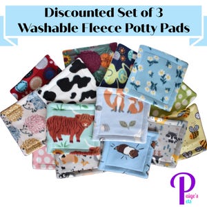 Set of 3 Potty Pads with U-Haul Lining for Guinea Pigs, Ferrets, Hedgehogs, etc. | Random Pattern | Discounted Bundle
