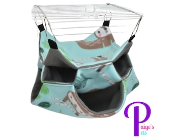 Honeycomb Hammock, Multi-Level Hammock, Ferret Hammock, Sugar Glider Hammock, Rat Hammock | Brown Sloth with Grey | Three Levels