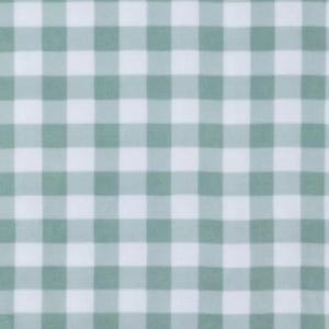 May include: A seamless pattern featuring a classic gingham design. The pattern consists of a grid of alternating squares in a soft, muted green and white color scheme. This fabric design is often used for tablecloths, clothing, and home decor.