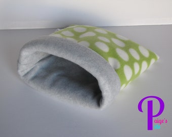 Guinea Pig Snuggle Sack, Hedgehog Snuggle Sack | Green Polka Dot with Grey