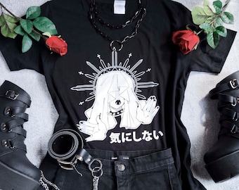 Goth Grunge shirt - don't care - edgy dark aesthetics