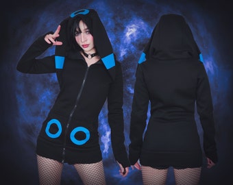 Eeveelution hoodie - SHINY DARK TYPE - male or female cut