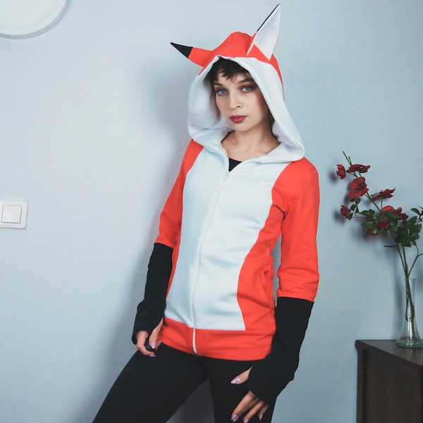 Fuchs Hoodie mit Ohren - MALE/FEMALE - animal furry fursona