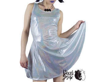 Holo Kleid - Stardust Fee - Festival holographische glänzende Goth Gothic