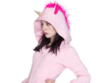 Sweat à capuche unicorne rose de poney [COULEURS] mâle ou femelle