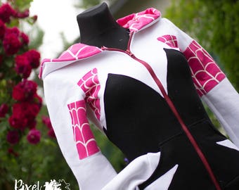 Vrouwelijke cosplay hoodie - roze spin - strips, animatie, tekenfilm