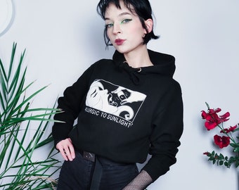 Grunge hoodie - alergic to sunlight - goth, vampire, dark