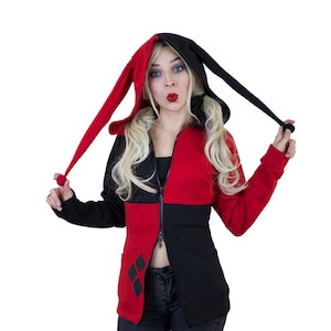 Vcumter Harley Quinn Costumi Cosplay per Bambini, Quinn Costumi Cosplay  Ragazze con Giacca T-Shirt Pantaloncini Guanti Costumi Quinn Cosplay per