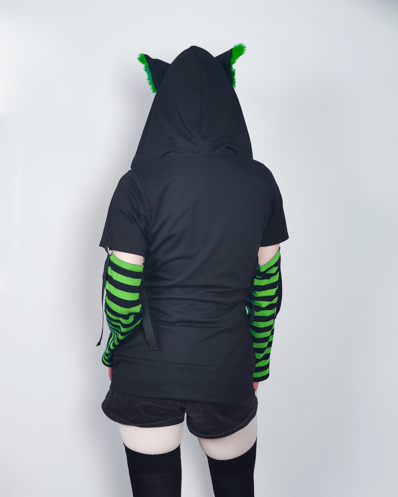 Cat Ears Hoodie GREEN Male/female Cut Etsy