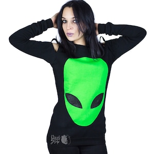 Goth hoodie - Alien sweatshirt - gothic long sleeve grunge aesthetic