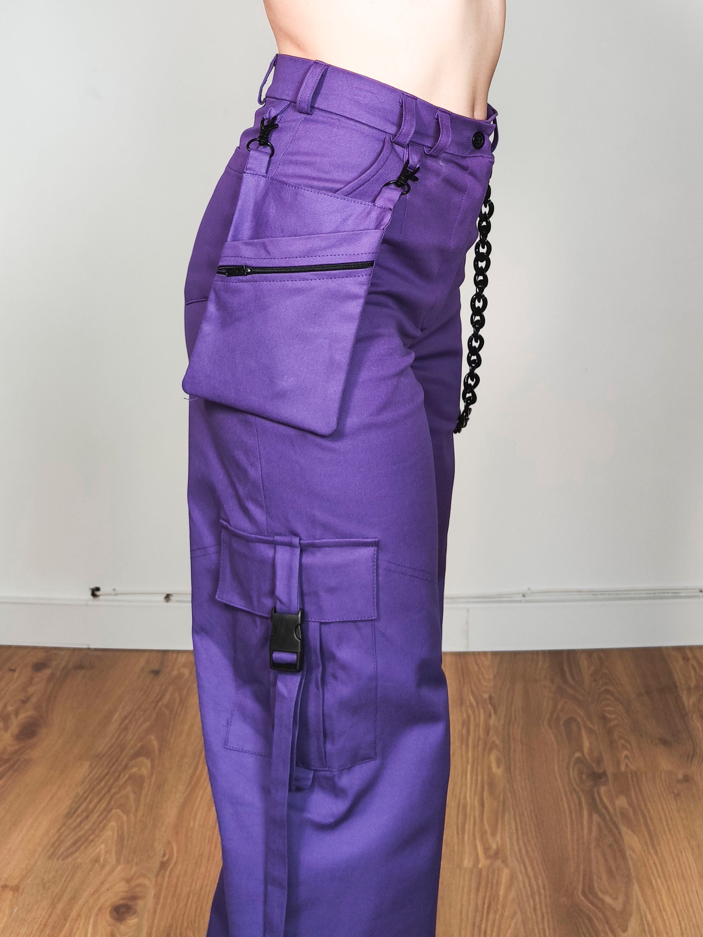 Purple Wide Leg Cargo Pants - Punk, Emo, Goth - Etsy