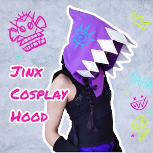 Arcane Jinx Cosplay Hood – Fractured Jinx Costume | 4 Colors | Hood, Gloves & Turtleneck Top Set