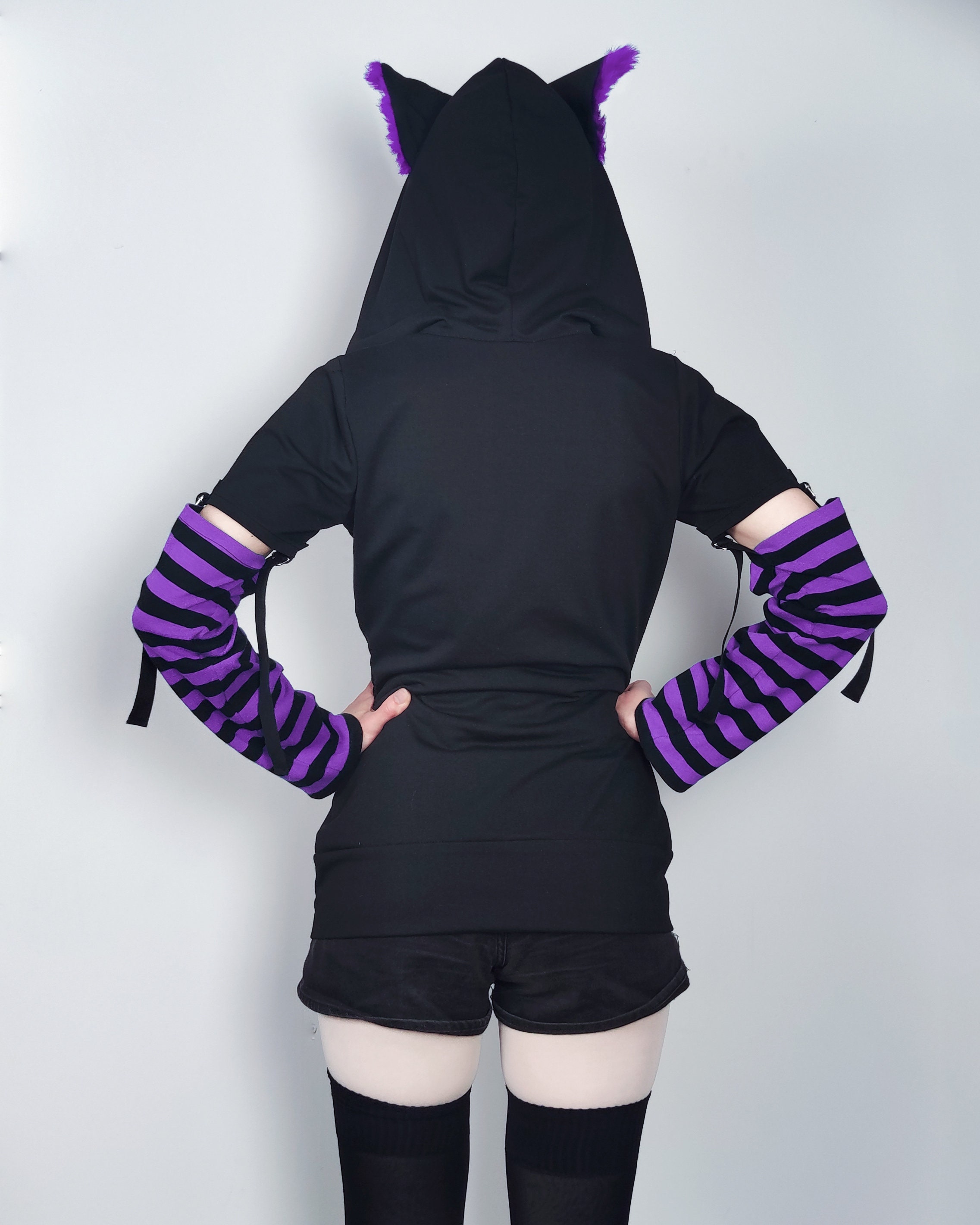 Cat Ears Hoodie PURPLE Male/female Cut Etsy