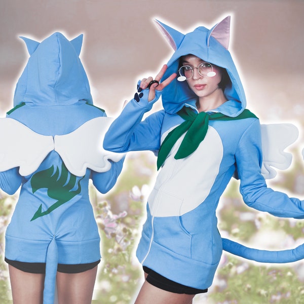 Cosplay hoodie - BLUE CAT - male or female cut