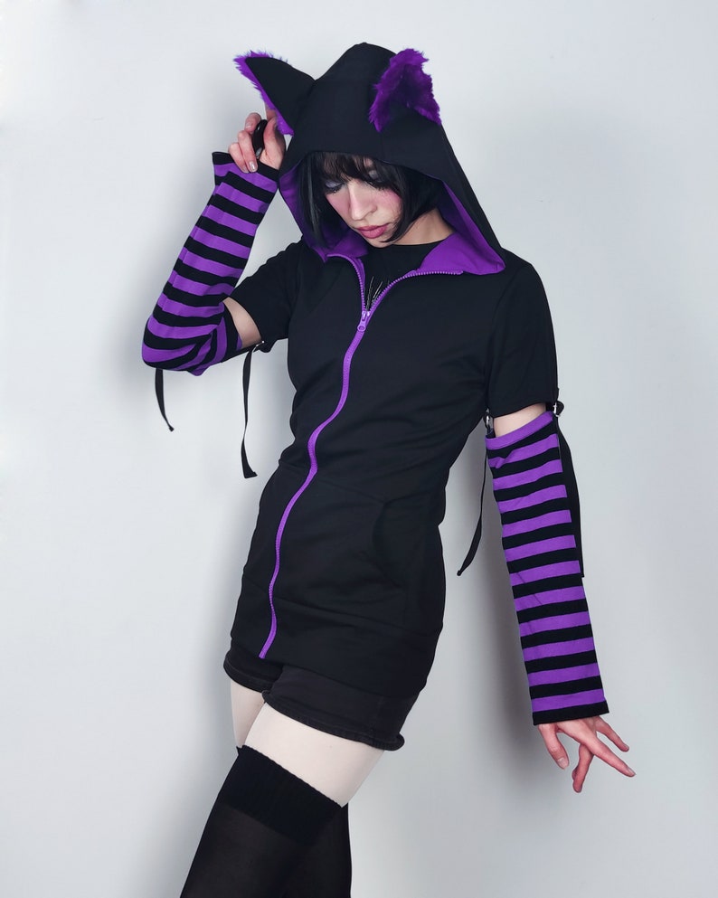 Cat Ears Striped Hoodie | Banned Hættetrøje | EMP
