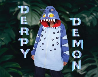 Derpy Demon Cat hoodie – Oversized Zip-Up jacket - anime style