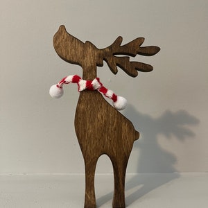 Stand up stained wood reindeer