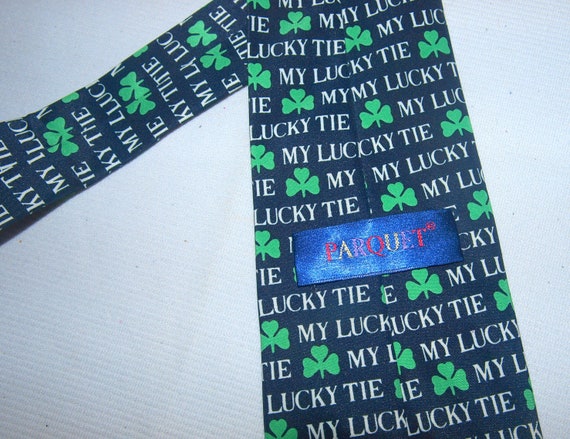 My Lucky Tie Shamrock Irish Tie Vintage 90's Tie … - image 3