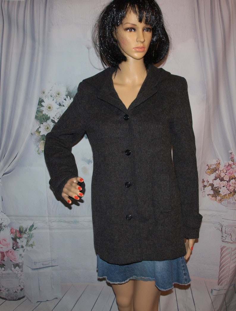 Moss Winter Hooded CoatJacket Alpaca Wool Blend Coat Warm Winter Vintage Coat Size S Fast FREE Shipping B