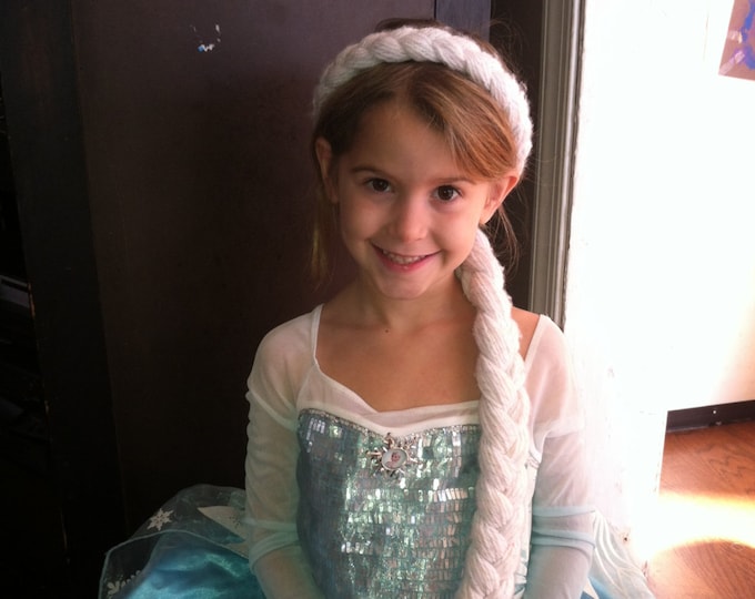 Elsa Wig, Elsa Yarn Wig, Elsa Hair, Elsa Braid, Elsa Wig, Sparkly White